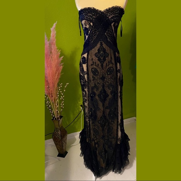 BLACK & NUDE LACE BASIX II STRAPLESS DRESS 6 - Picture 1 of 6